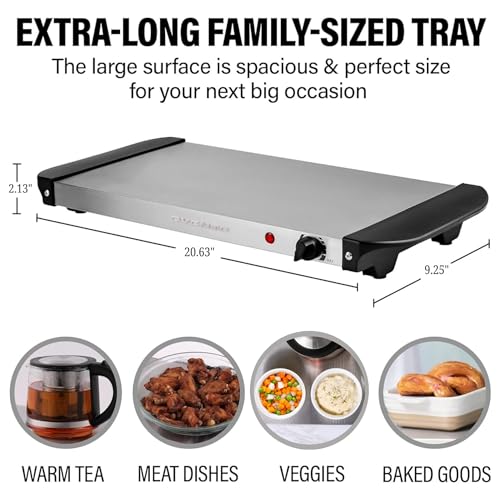 OVENTE Electric Warming Tray with Adjustable Temperature Control, Compact Food Warmer & Server for Buffets, Parties, Event...