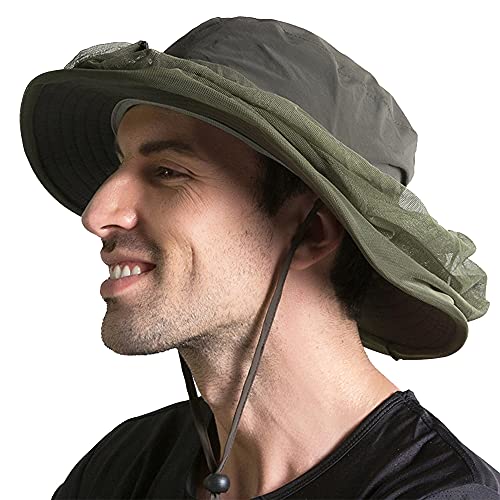 Peicees 3Pcs Head Net Hats for Men Women Adventure Fishing Hat Safari Hat for Hunting Camping Hiking, Army Green and Army ...