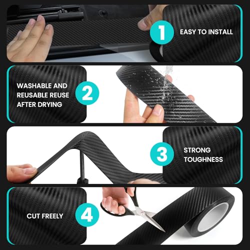 LonXFan Black Carbon Fiber Wrap (4In x 33Ft) 5D Carbon Anti-Collision Window Sill Bumper Door sill Protector for Most Cars...