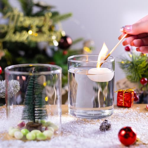 UPBUD 4 Inch Small Glass Cylinder Vases for Centerpieces | 12pcs Clear Flower Vase for Wedding Decorations, Floating Candl...