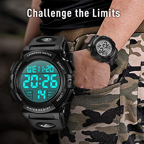 Mens Digital Watch Sports Military Watches Waterproof Outdoor Chronograph Wrist Watches for Men with LED Back Ligh/Alarm/Date