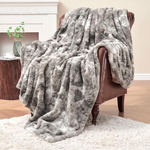Krifey Oversized Faux Fur Throw Blanket, Soft Fluffy Fuzzy Cozy Blanket for Couch, Sofa and Bed, Luxury Mink Plush for Wom...