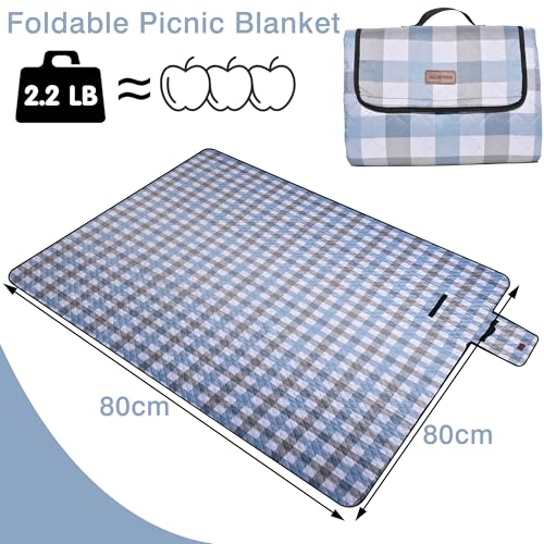 Extra Large Picnic Blanket 80''x 80'' Waterproof Foldable Picnic Mat for Beach, 5-Layer Outdoor Blanket for 6 to 8 Adults,...