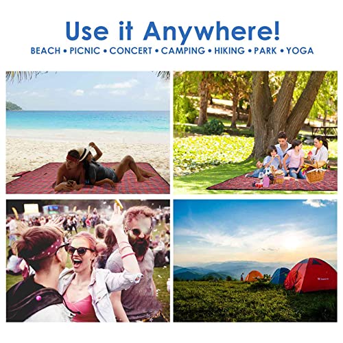 GIVERARE Picnic Beach Blanket, XL Sandfree Waterproof Outdoor Camping Blankets, Quick Drying Family Mat, Portable Extra La...