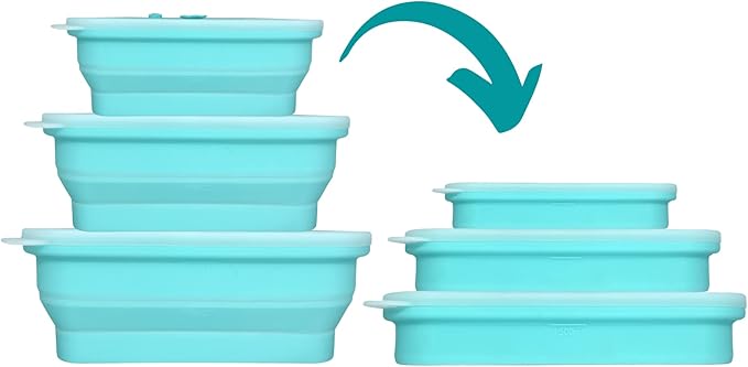 Premium 3-Piece Silicone Collapsible Storage Containers Set - Versatile, BPA-Free, Microwave & Dishwasher Safe - Perfect f...