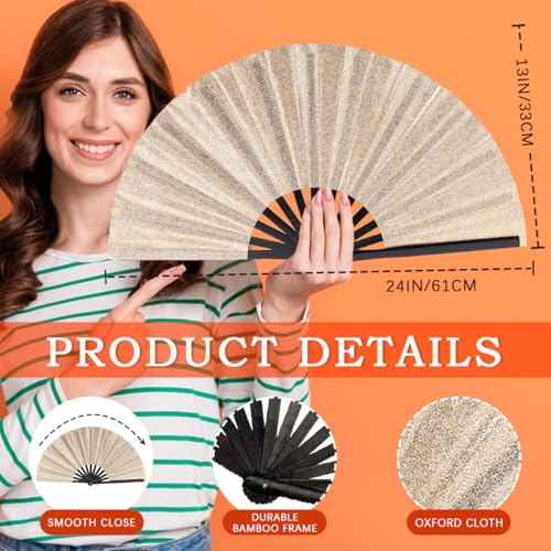 ffscafscn Folding Fan UV Glow Rave Bamboo Summer Hand Fan Gray Decoration Dancing Party Wedding Night Club Concert Festiva...