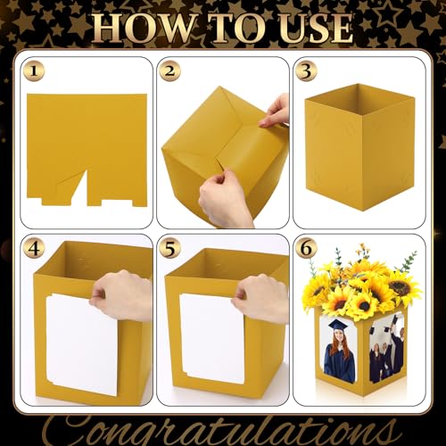Spiareal 6 Pcs Graduation Box Centerpieces for Table 6/7 Inch Photo Frame Display Congrats Grad Party Favor Gift Picture T...
