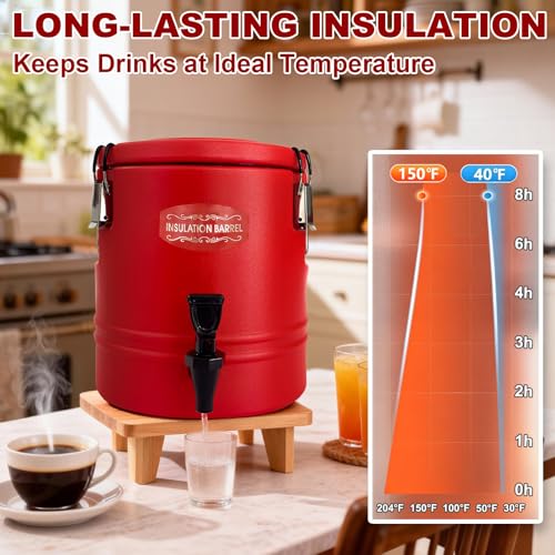 3.5Gallon Insulated Hot Beverage Dispenser, 304 Stainless Steel Hot Water & Coffee Dispenser, Large Capacity Portable Drin...