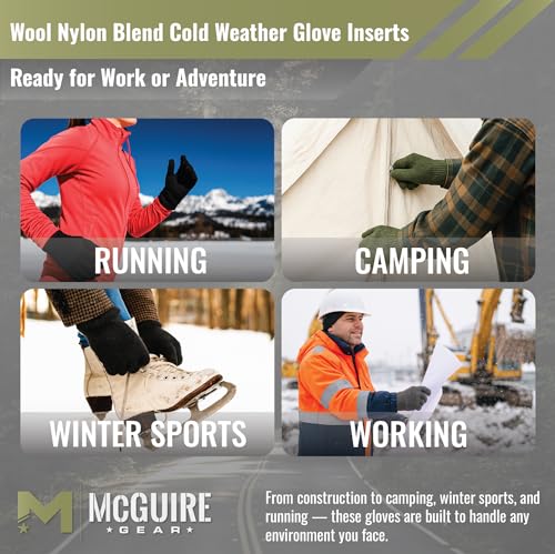 M MCGUIRE GEAR US Men's Wool Nylon Blend Cold Weather Snow Winter Glove Inserts