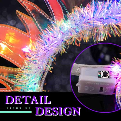 DRESBE Light Up Fire Headband LED Sun Goddess Halo Headbands Flame Party Rave Hair Accessories for Women