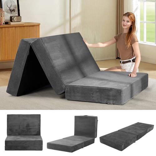 feliz home 6-Inch Tri-Fold Mattress Twin Size - Foldable Futon Sofa Bed with Removable Washable Cover, Folding Memory Foam...