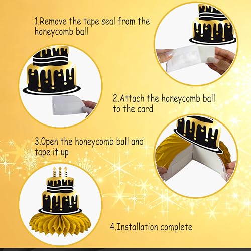 2026 Happy New Year Party Honeycomb Centerpieces 12Pcs New Years Eve Party Centerpieces for Table Happy New Year Party Dec...