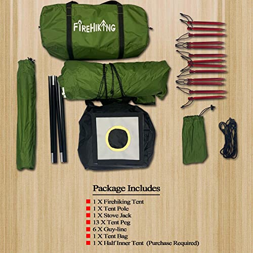 FIREHIKING Hot Camping Tent - Ultralight Tepee With Stove Jack for 1-2 Adults