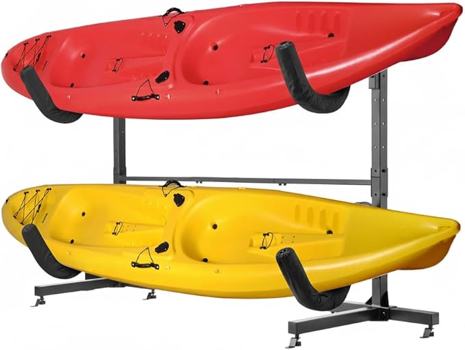 Rad Sportz Kayak Storage Rack - Freestanding Adjustable Stand with Padded Arms and 400lb Capacity for Canoes, SUP, or Padd...