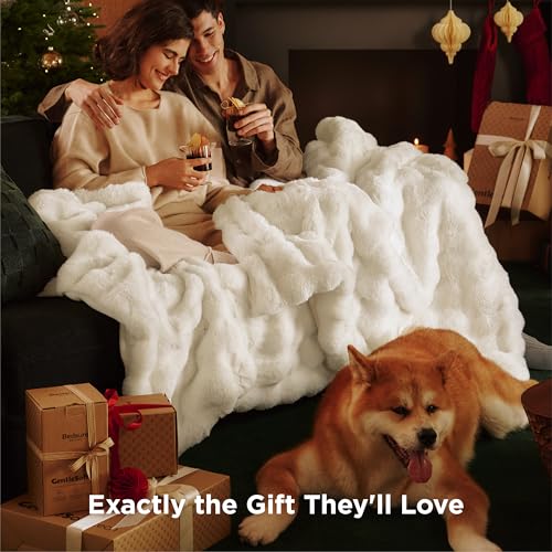Bedsure GentleSoft Fluffy Fuzzy Throw Blanket, Soft Cozy Faux Fur Fleece Minky Blanket, Room Decor Couch Bed Cover Winter ...