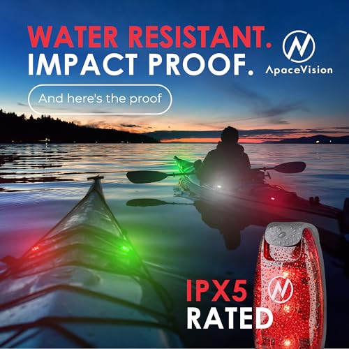KayaLuma LED Kayak Lights (3 Pack) | Clip On IPX5 Waterproof Marine Navigation Lights for Night Kayaking, Canoeing, Boatin...