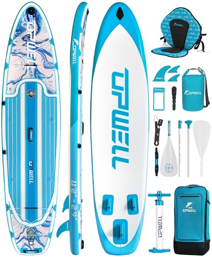 UPWELL 11’6”/11'2”/11'/10'8”/10'6”/10'2” Inflatable Stand Up Paddle Board with sup Accessories Including Backpack, Repairi...