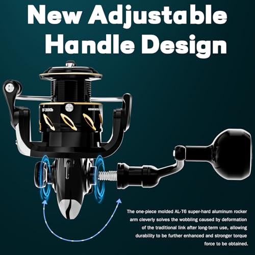 Ashconfish DF Series Spinning Reel Saltwater & Freshwater Fishing Reel, Lightweight Nylon/Fiberglass Frame, 7+1BB, 5.2:1 G...