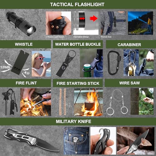 Gifts for Men Christmas Dad, Survival Kit, 150 PCS Survival Gear and Supplies Equipment with Trauma Bag, Molle Pouch Emerg...