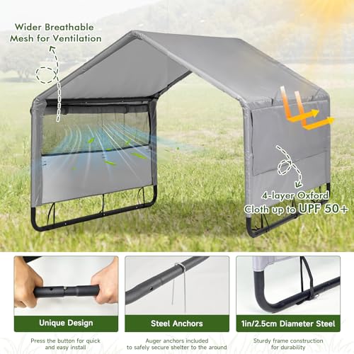 Large Dog House Shade Shelter Outdoor Tent for Large Medium Dogs, Outside Sun Rain Canopy Pet House for Homeless Cats Pigs...