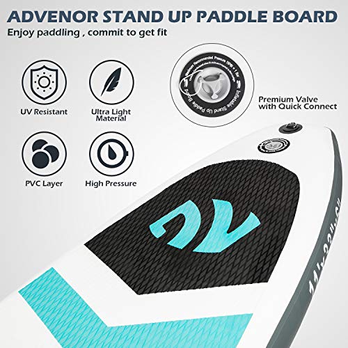 ADVENOR Paddle Board 11'x33 x6 Extra Wide Inflatable Stand Up Paddle Board with Hand Pump,Leash, Adjustable Paddle For Bas...