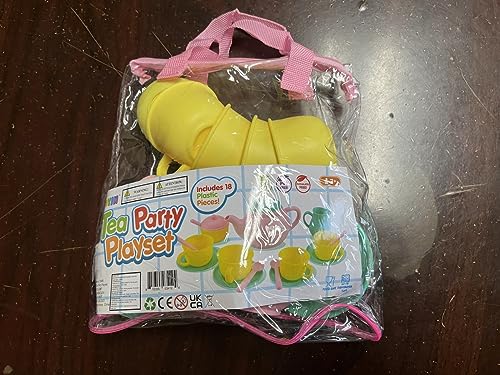 JOYIN 18PCS Pretend Role Play Tea Party Set Play Food Accessories BPA Free, Phthalates Free, Plastic Tea Set, Mini Kitchen for Kids, Gifts for Toddler Boys Girls Ages 3 4 5 6 Years Old