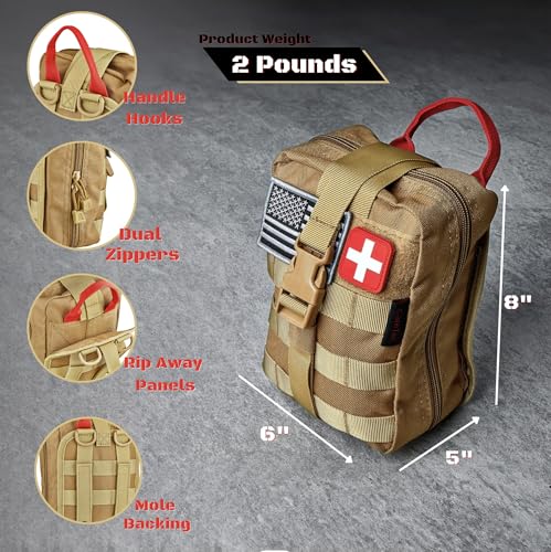 CareTac IFAK Trauma & First Aid Kit with CAT Gen 7 Tourniquet – Military-Grade Tactical Medical Kit Includes Israeli Banda...