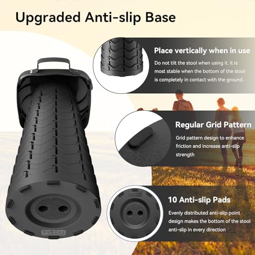 Guioiby 2025 Upgraded Portable Folding Stool, Collapsible Stool, Telescoping Camping Stool with Max Load Capacity 485lbs, ...