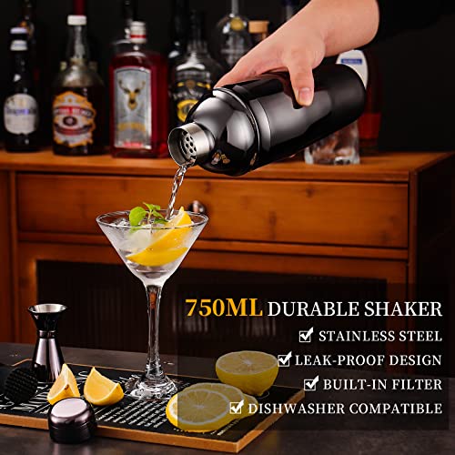Bartender Kit with Bamboo Stand, 12 Piece 25oz Cocktail Shaker Set with All Essential Bar Tools Set for Drink Mixing, Idea...