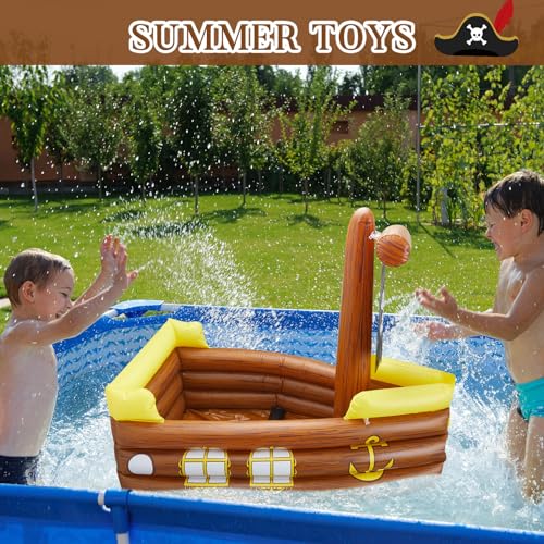 Cunhill 2 Pieces Inflatable Pirate Ship Cooler Inflatable Cooler for Halloween Pirate Ship for Food Beverage Serving Bar P...