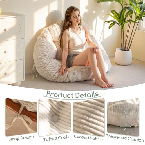 HIGOGOGO Papasan Chair Cushion with Corduroy Cover (Without Chair), 48 x 48 Inch Supportive Cushion, Overstuffed Chair Cus...