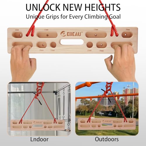ebeau Climbing Hangboard Portable Hangboard Rock Climbing Holds for Climbing and Grip Training, Door-Mounted Workouts, and...