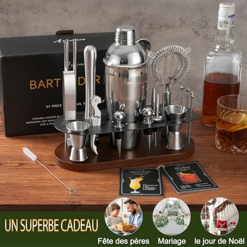 ASOVNIS 23-Piece Bartender Kit, Cocktail Shaker Set with Stand | Bar Drink Mixer Set with All Essential Bar Tools: Martini...