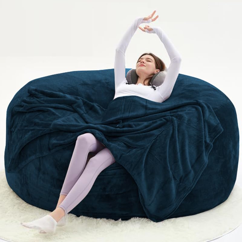 5FT,Big Bean Bag Chairs for Adults，Bag with Filler Included，Comfortable and Soft Plush ，Memory Foam Bean Bag,Oversized Bean Bag,Read Chair Suitable for Living Room and Bedroom (Black, 5 Foot)