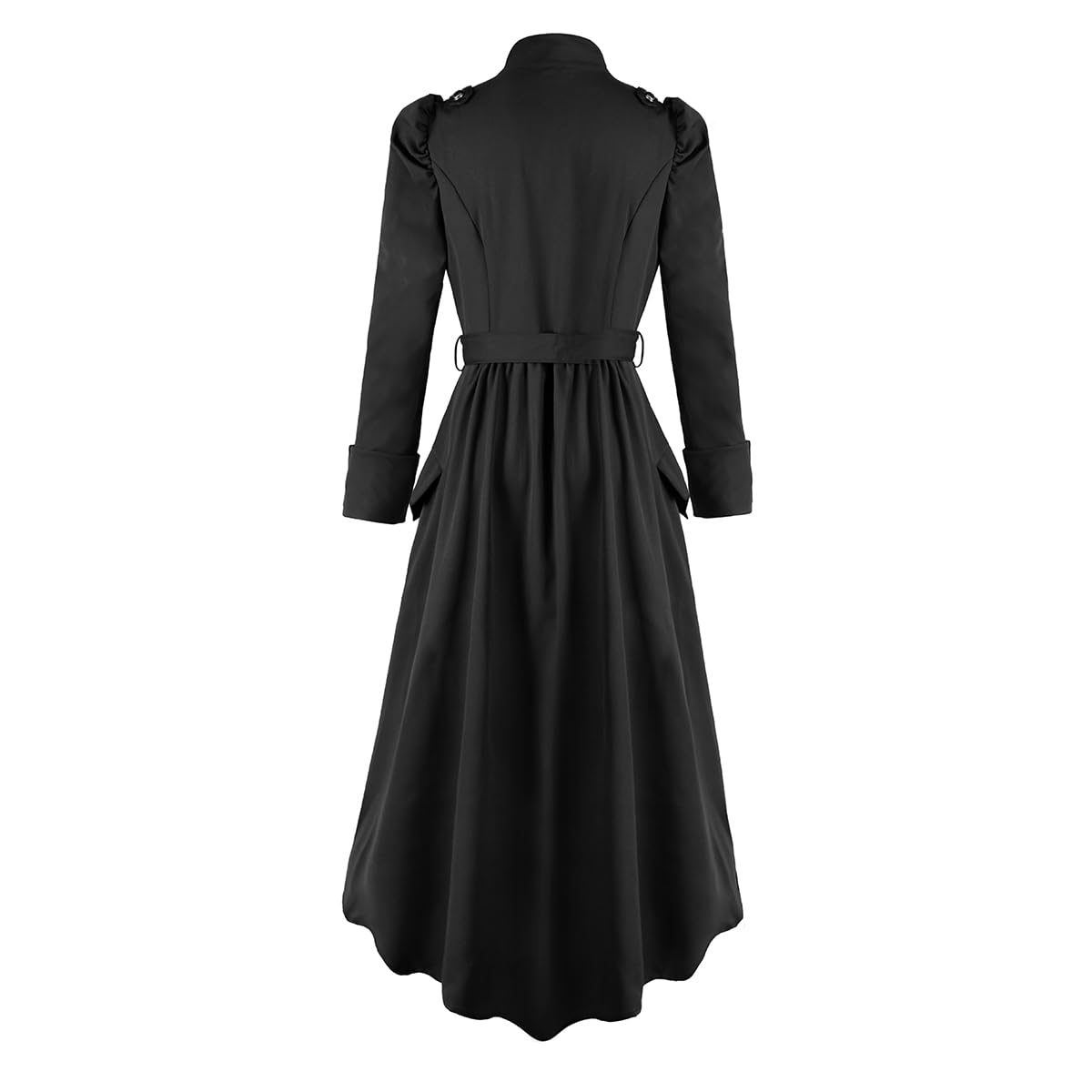 lifpoivake Women's Medieval Tuxedo Gothic Coat Trench Coat Performance Costume Halloween Costume(Black,XXL)