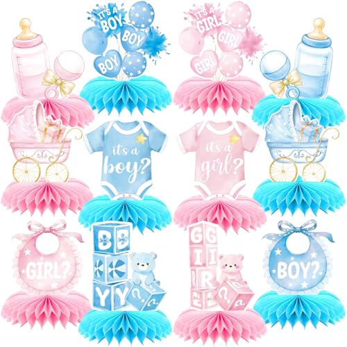 9 Pieces Happy Birthday Decorations Set,3D Table Toppers Double Sided Stand Cards ,Colorful Birthday Themed Honeycomb Cent...