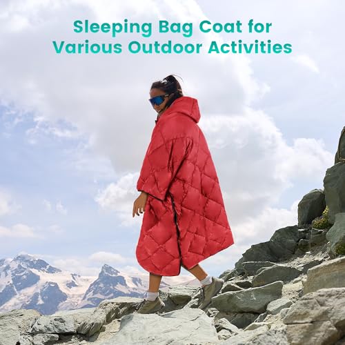 Wearable Camping Blanket Honcho Poncho - Stadium Blanket, Sleeping Bag for Adults, Packable Ultralight Warm & Waterproof f...