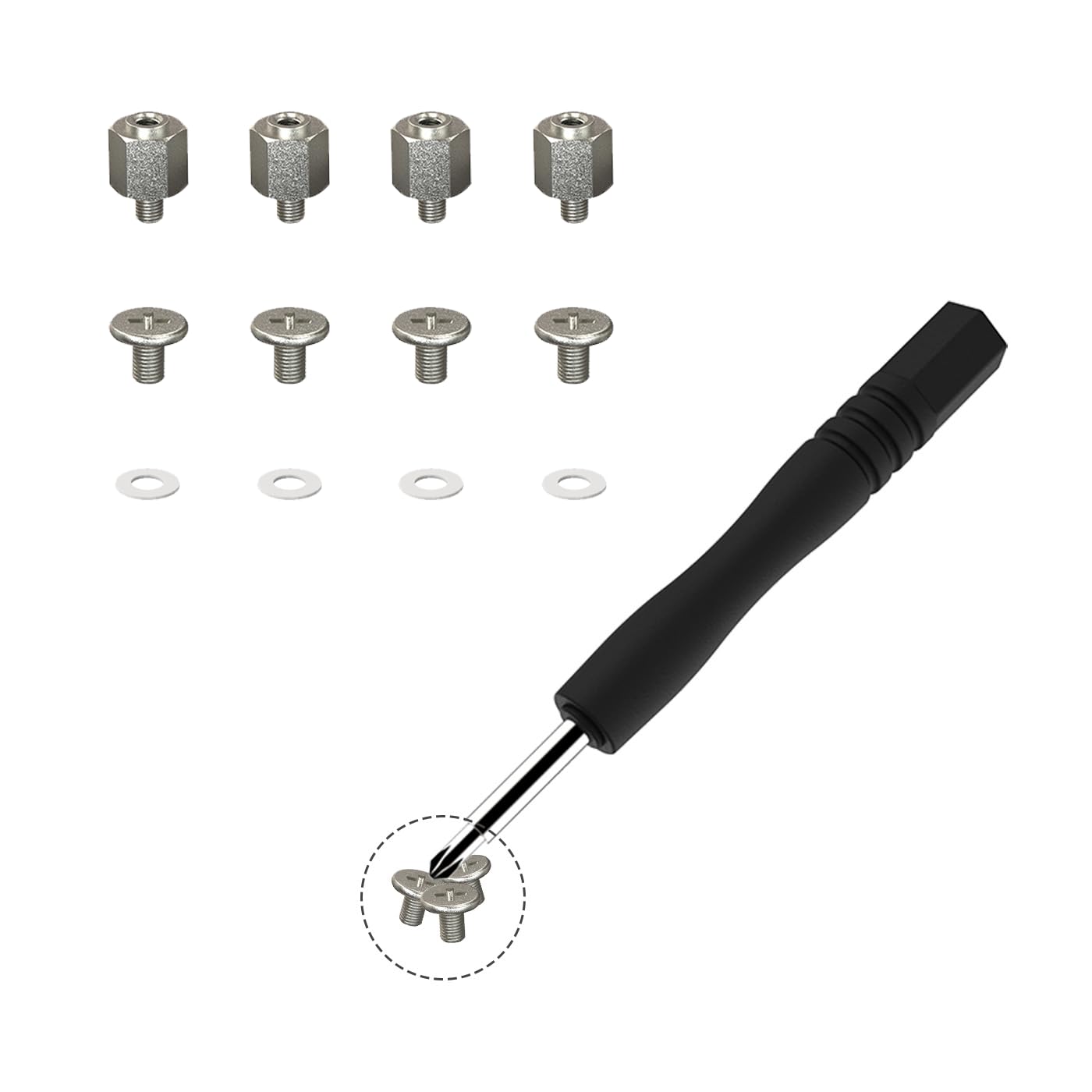 M.2 Screw,Hfeix Ssd Mounting Kit With Screwdriver For Asus Motherboard Or Asrock Board Nvme Pcie Driver (4 Pcs)