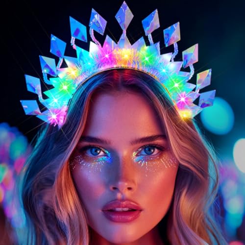 Zoestar Light Up Headband Sparkly LED Headbands Glow Party Hair Accessories for Women