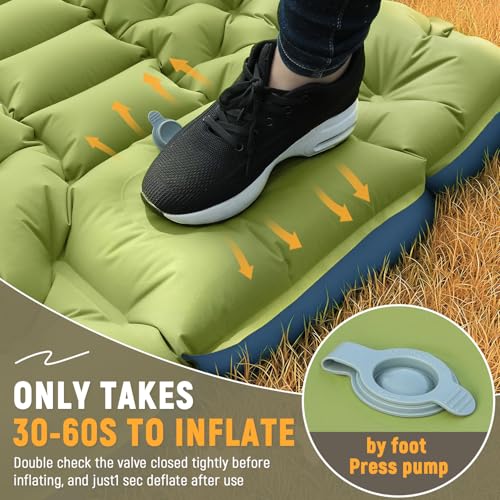 Myxslop Camping Sleeping Pad, Ultralight Camping Mat with Built-in Foot Pump, Comfortable Sleeping Mat for Backpacking, Ca...