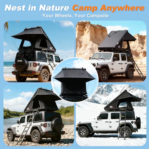 Naturnest Rooftop Tent Hard Shell, Easy Set Up Pop Up Tent for 2 Person Camping, Waterproof UV-Resistant Blackout Privacy ...