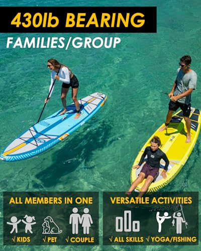 MOUSA 10‘8/11'×35" Extra Wide Inflatable Stand Up Paddle Board, Stable Paddleboard SUP for 2 People/Family, Anti-Slip Full...