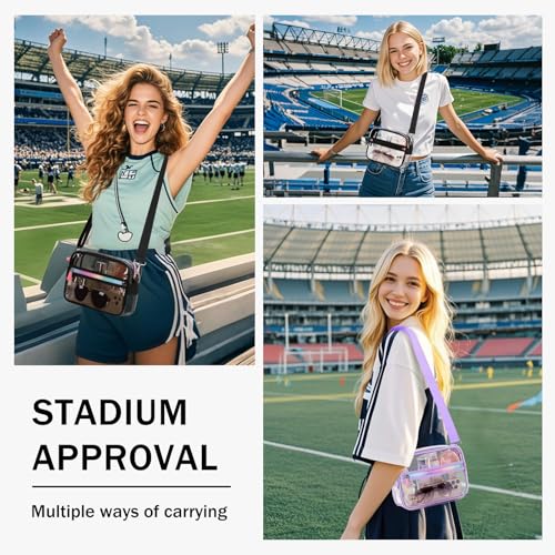 MUSEVOS Clear Bag for Stadium Events Transparent Crossbody Bag Purse Adjustable Strap Shoulder Bags