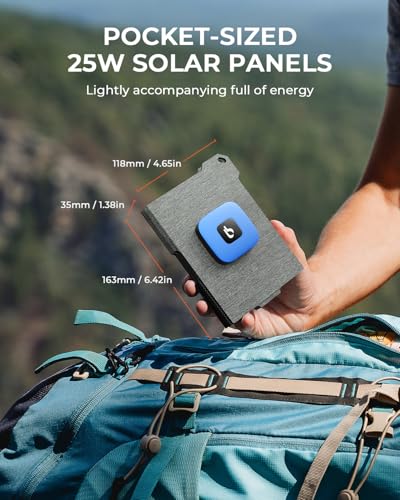 [Upgraded] BigBlue Ultra-Light Portable 25W Solar Panel Charger with USB-A and USB-C Ports, 0.84 lbs Pocket-Size IP68 Wate...