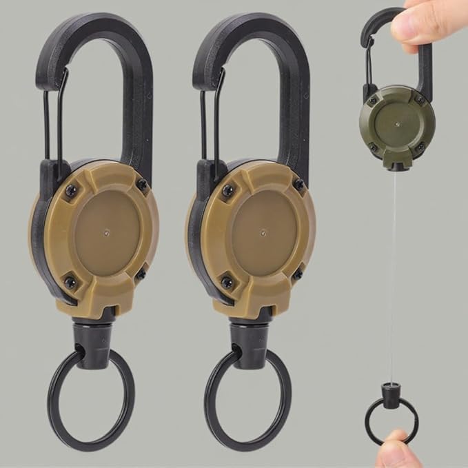 Retractable Keychain Pull Badges Reel Multitool Survival Climbing Buckle Keyring Buckle for Outdoor Camping Equipment