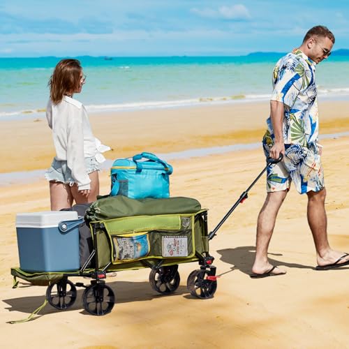 TIMBER RIDGE 47" L Collapsible Wagon with Tailgate&TIMBER RIDGE Oversized Folding Camping Chair
