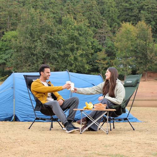 Wildhiker Portable Compact Folding Camping Chairs – Lightweight High Back with Pillow, Deep Recline, ArmPads, Side Pocket...