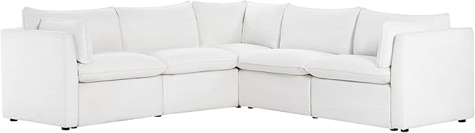 CHITA Luxury Oversized V-Shaped Sectional Modular Sofa, Premium Down Filled Cloud Couch, FSC Certified, 107''Width, 6 Seat and 1 Middle Corner for Living Room, Cream