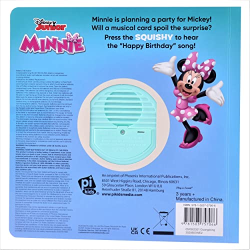 Disney Junior Minnie Mouse - Happy Birthday Surprise! Squishy Button Sound Book - Satisfying Tactile and Sensory Play - PI Kids (Play-A-Sound)