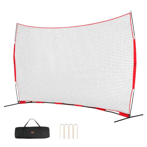VEVOR 7X7ft/12X9ft/16X10ft/20x10ft Barricade Backstop Net, Ball Sports Barrier Netting, Portable Practice Net for Baseball Softball Lacrosse Hockey Basketball Equipment Training Net